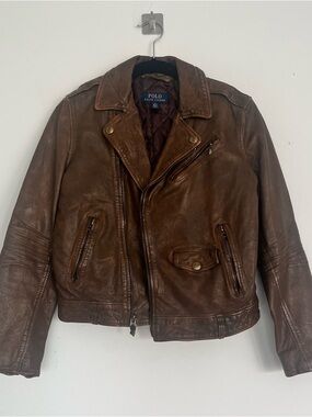 Polo by Ralph Lauren Brown Leather Bomber Jacket